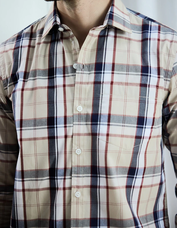 Lavender and Mocha Cotton Check Shirt